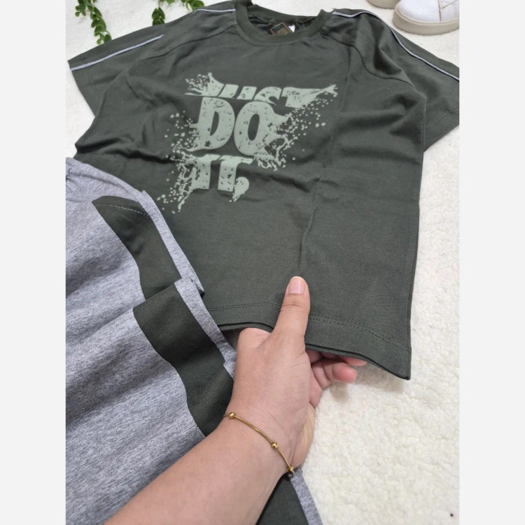 تیشرت و شلوار پسرانه JUST DO IT سبز سایز 55 تا 70 پنبهای