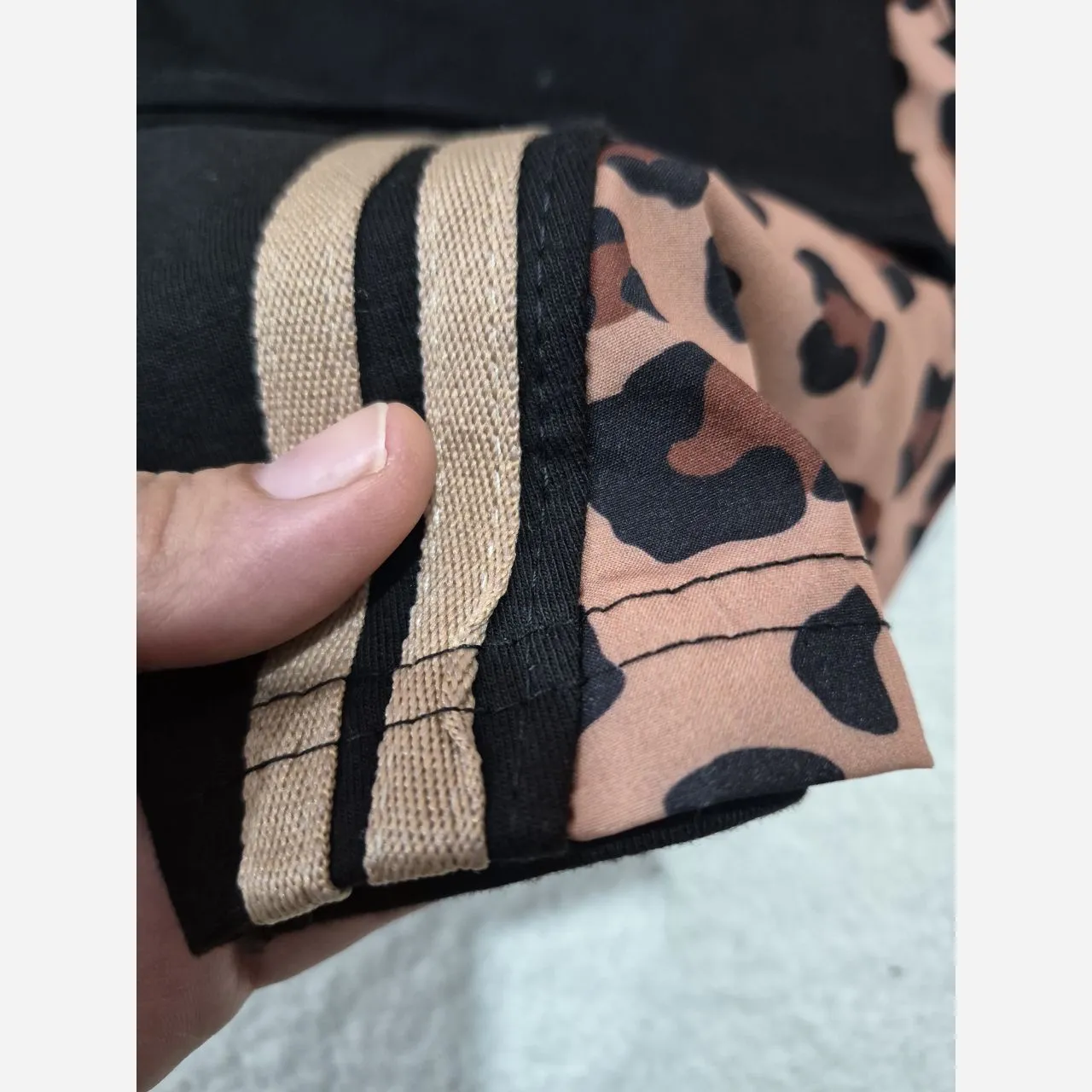 ست کراپ شلوار دخترانه طرح پلنگی آستین کوتاه پنبه بوگاتی سایز 45 تا 60