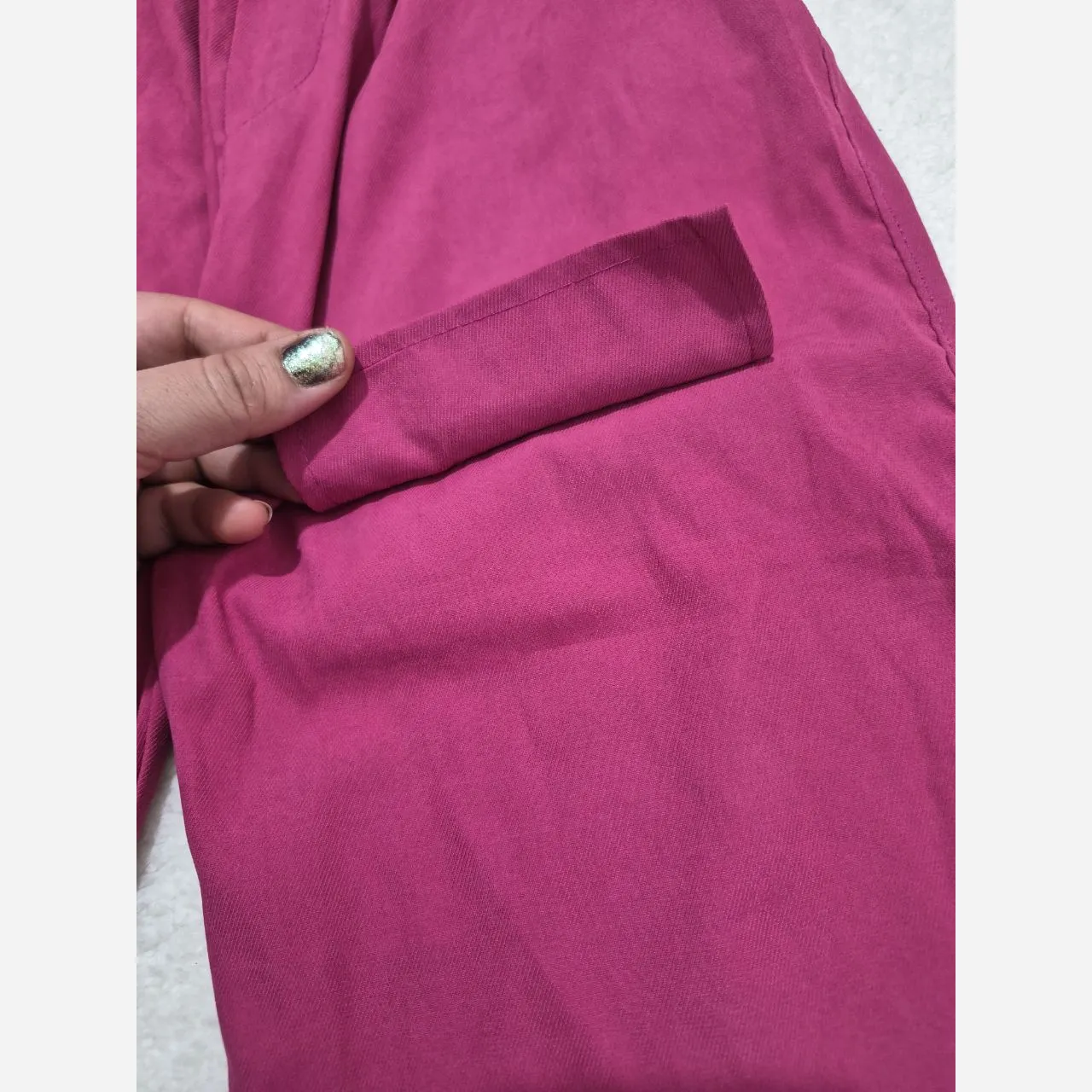 شلوار دخترانه میکرو میله ای سرخابی پایین کش دار