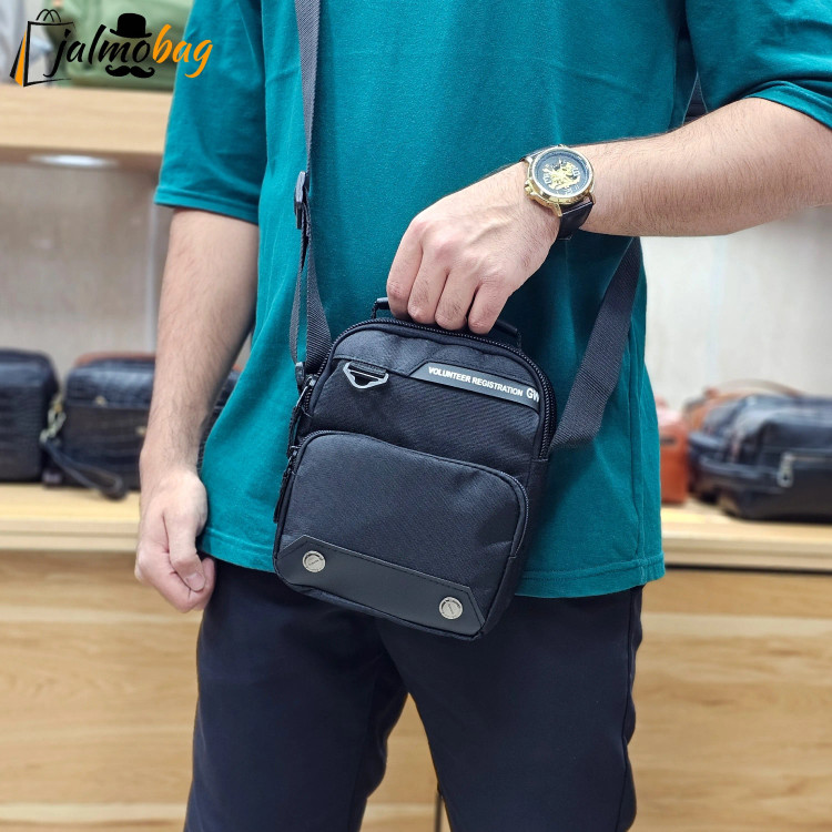 کیف دوشی و دستی مردانه برزنتی اعلاء مشکی و سبز