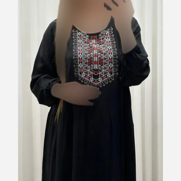 ساحلی نخی چاپ آیدا تک چین مشکی فری سایز