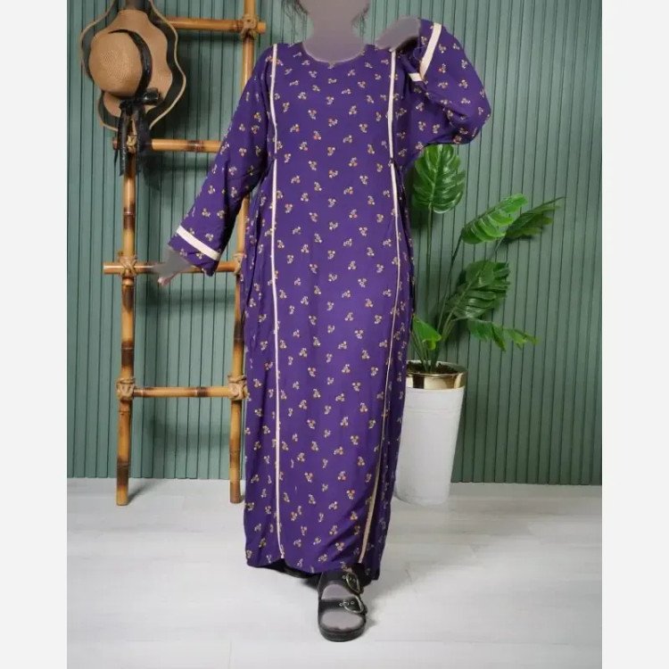 پیراهن نخی یال گل ململ U7585