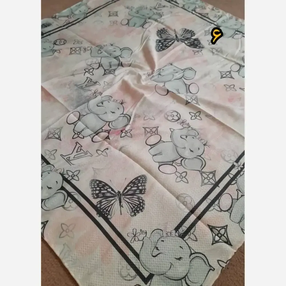 روسری سوپرنخ دخترانه فانتزی دست دوز قواره 100