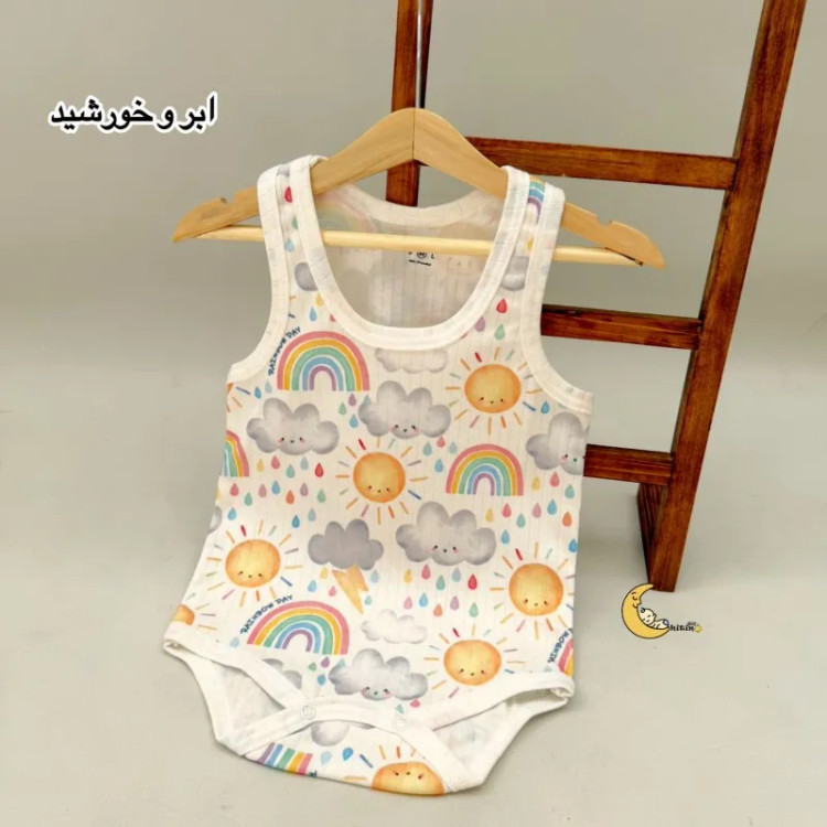 بادی رکابی زیردکمه نوزاد و کودک کوالا کیدز جنس نخ پنبه کبریتی