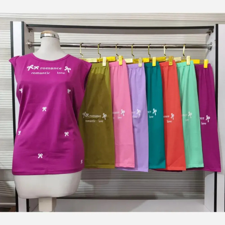 ست تاپ و شلوارک زنانه طرح پاپیون جنس پنبه ویسکوز لاکرا سایز 38 تا 46