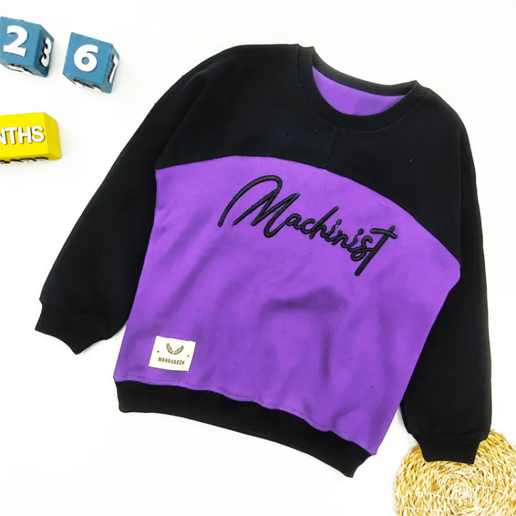 بلوز سلانیک پسرانه یقه گرد طرح MACHINIST آستین رگلان