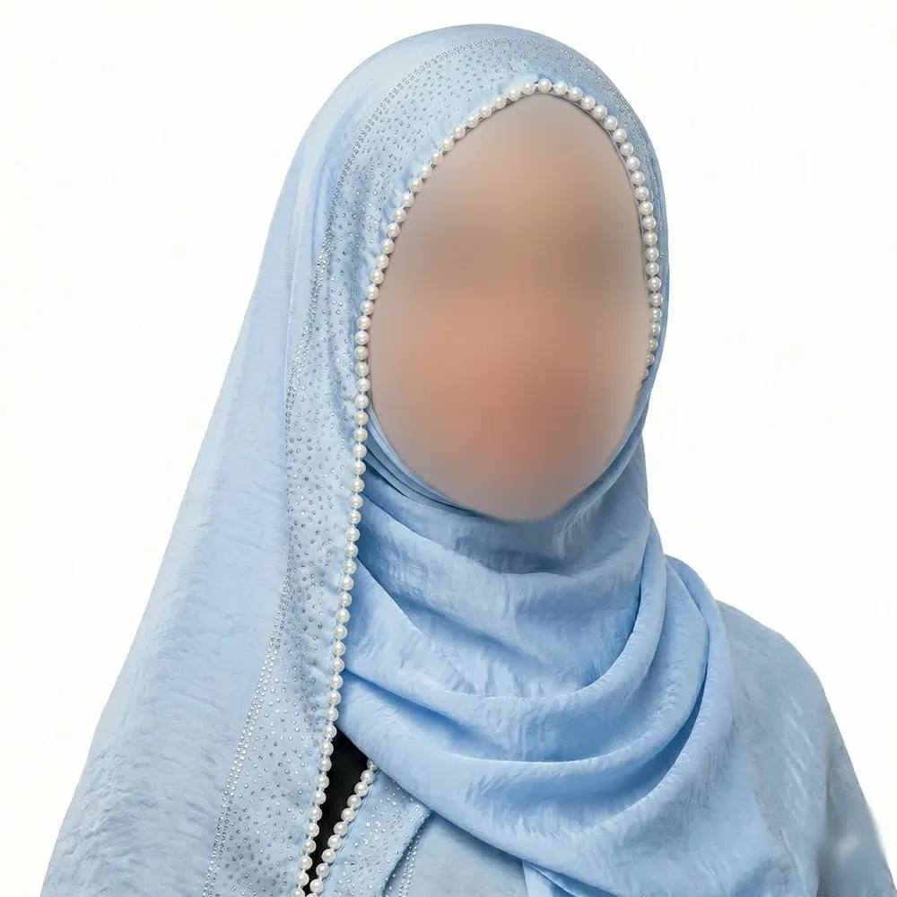 شال مرواریدی زنانه جنس ساتن گلکسی ابعاد 182 در 73 سانتیمتر