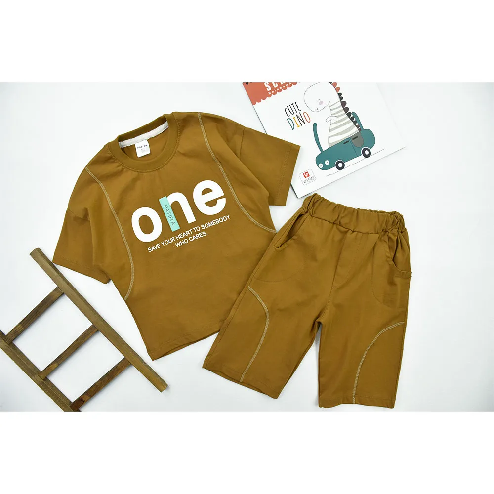 ست تیشرت و شلوارک پسرانه طرح ONE جنس پنبه ای