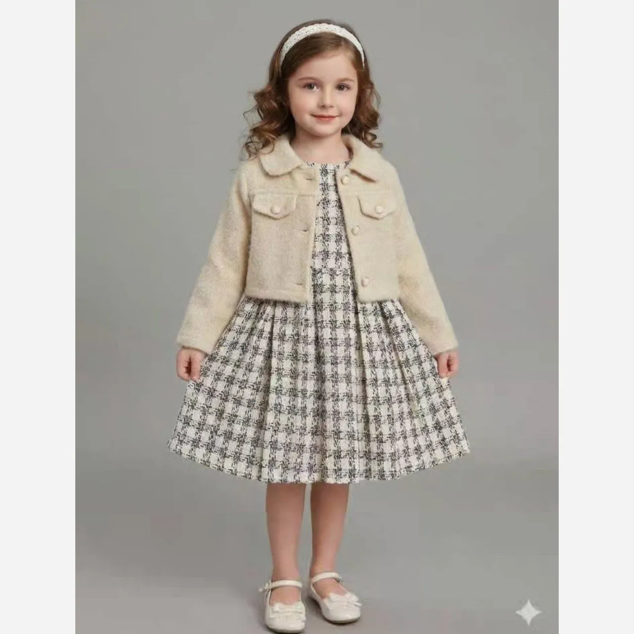 کت سارافن دخترانه آسترکشی شده مناسب 7 ماه تا 7 سال