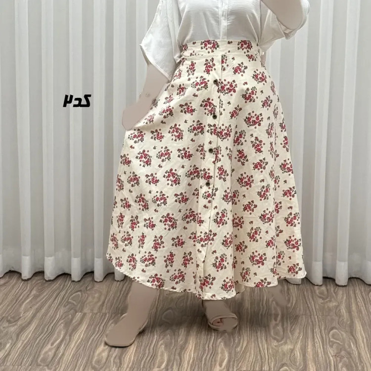 دامن زنانه لینن مدل جلفا فری سایز مناسب تا 46