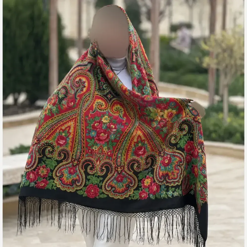 روسری ترکمن پشمی اصل روسیه قواره 148×148 سانتی متر
