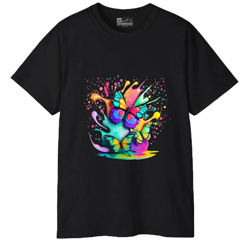 تیشرت آستین کوتاه مردانه پاد آفرین مدل پروانه کد 1971 طرح چاپ نخ پلی استر
