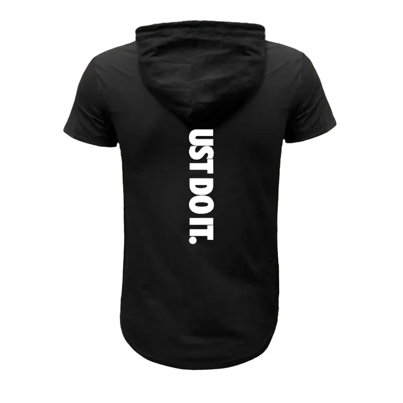 تیشرت کلاه دار مردانه مشکی طرح just مدل m8013 سایز بندی چهار فصل
