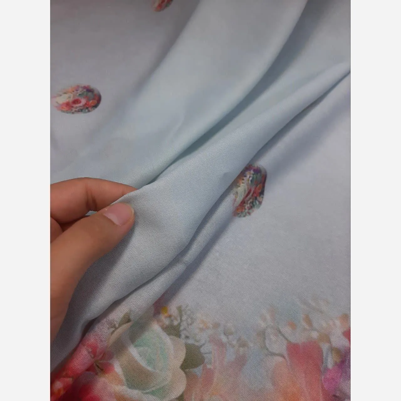 روسری نخ کاستوم طرح تبسم قواره بزرگ 140x140 سیتو صورتی آبی
