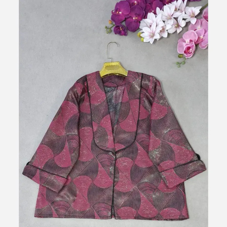 کت تک زنانه ژاکارد مدل الناز رنگ سرخابی و آجری فری سایز تا 46