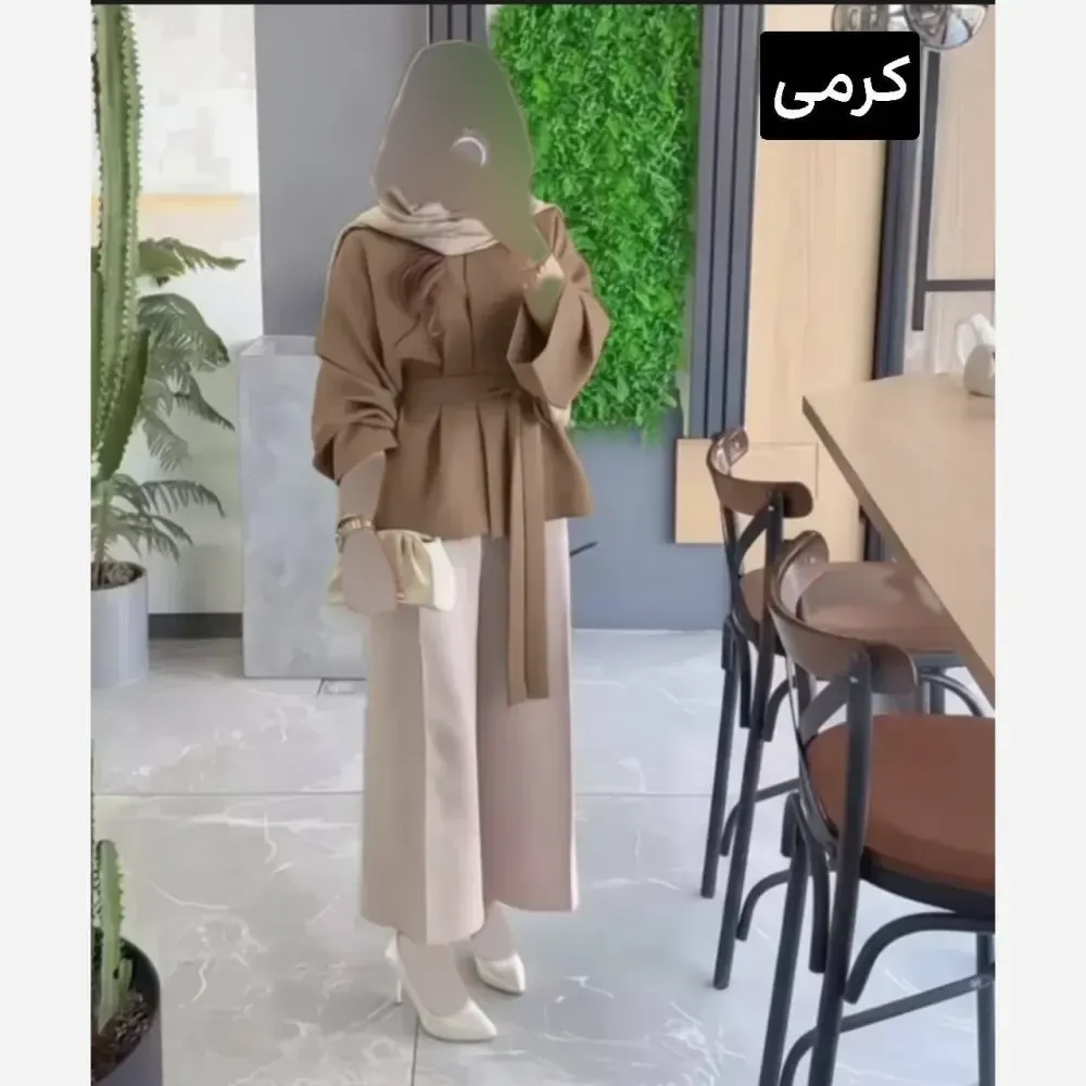 مانتو شلوار شنیز مازراتی فری سایز تا 48 رنگ بندی متنوع قد مانتو 73 قد آستین 55 دور سینه 115 قد شلوار 90
