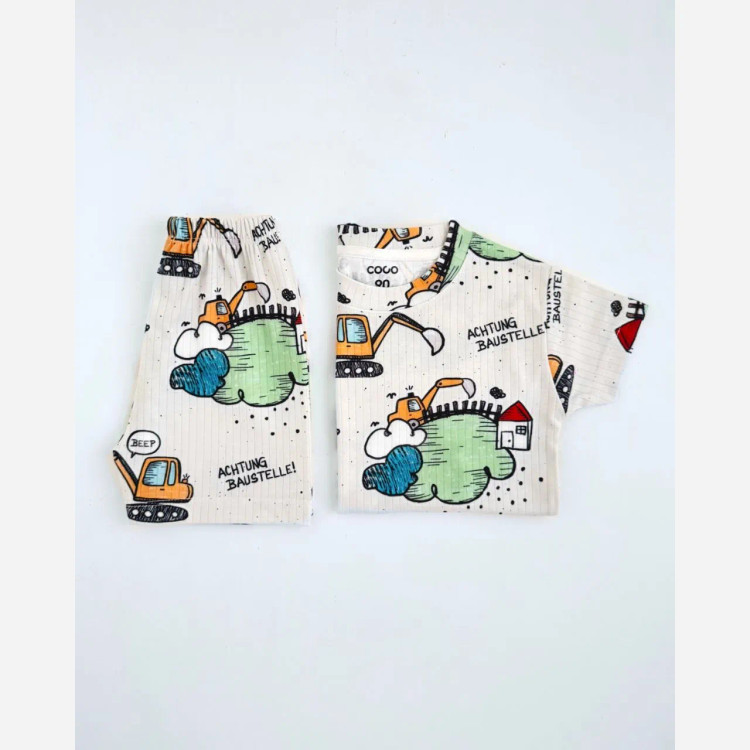 ست تیشرت و شلوارک پسرانه نخی کبریتی مناسب 1 تا 8 سال بدون آبرفت و رنگ دهی