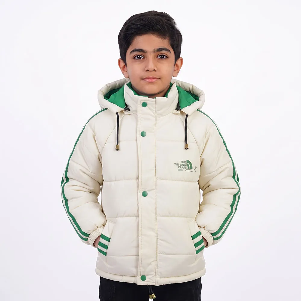 کاپشن پسرانه شیری آستر خز کلاه جداشونده