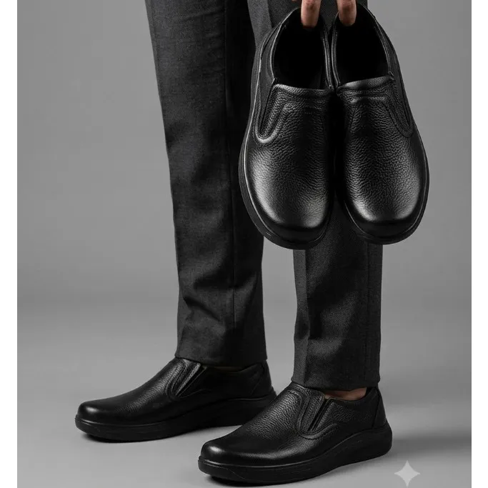 کفش چرم مردانه راحتی جانسون مشکی