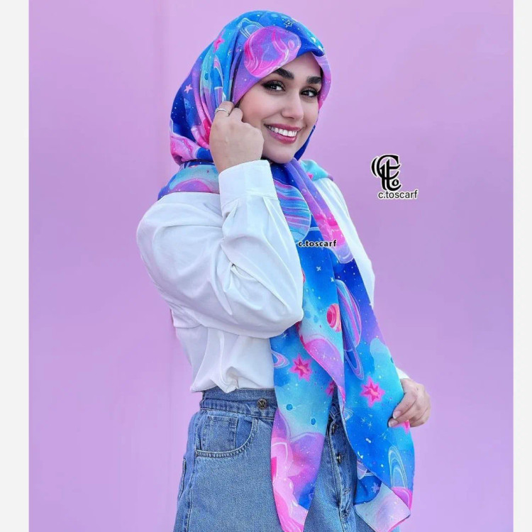 روسری نخ طرح گلکسی قواره بزرگ 140