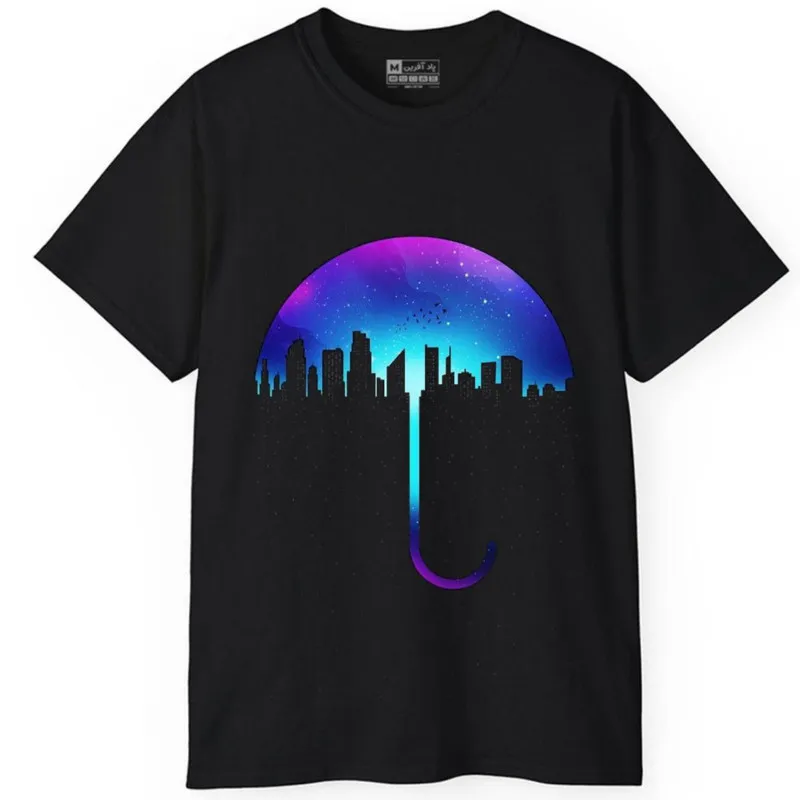 تی شرت آستین کوتاه مردانه پاد آفرین مدل چتر آسمان ستاره