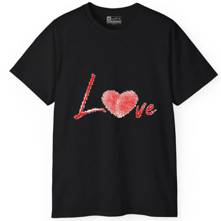 تیشرت آستین کوتاه مردانه طرح کلمه انگلیسی عشق قلب جنس نخ و پلی استر