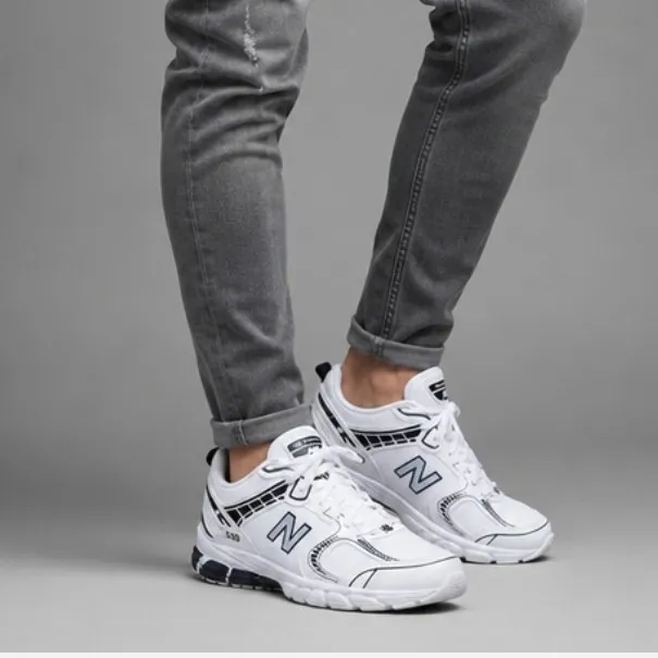 کفش کتانی مردانه نیوبالانس 530 سفید زیره ایربولینگ رویه مش و چرم مصنوعی