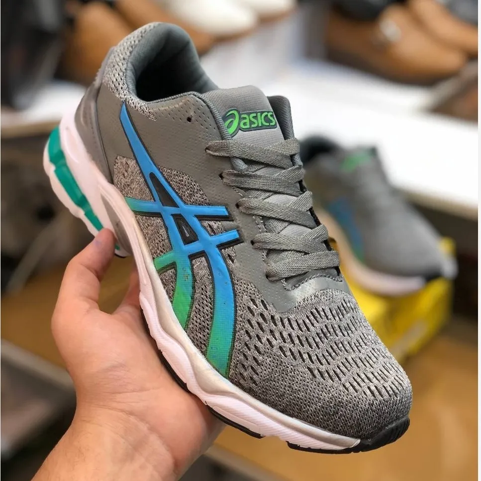 کفش اسیکس گت مردانه اسپرت رنگ طوسی زیره پیو کف دوخت کفی طبی