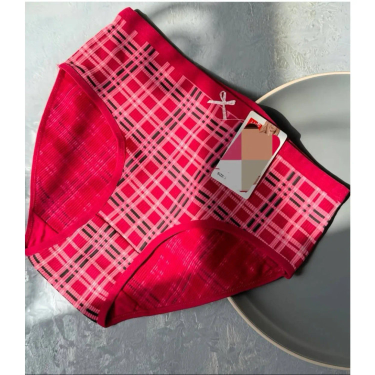 پک 4 عددی شورت اسلیپ زنانه یوکین طرح کریسمسی جنس نخ پنبه کبریتی سایز L رنگ زرشکی سفید