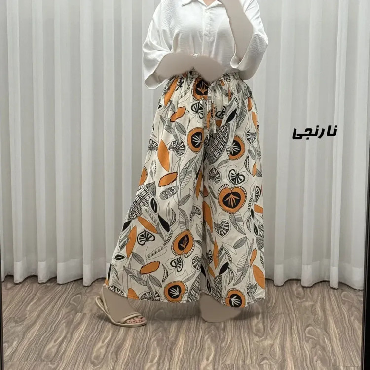 دامن شلواری لنین زنانه فری سایز مناسب تا سایز 50 کد P1793