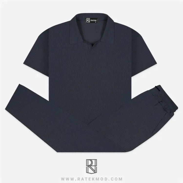 ست تیشرت نیم یقه و شلوار کبریتی ریز بافت درجه یک سایز XL تا 3XL