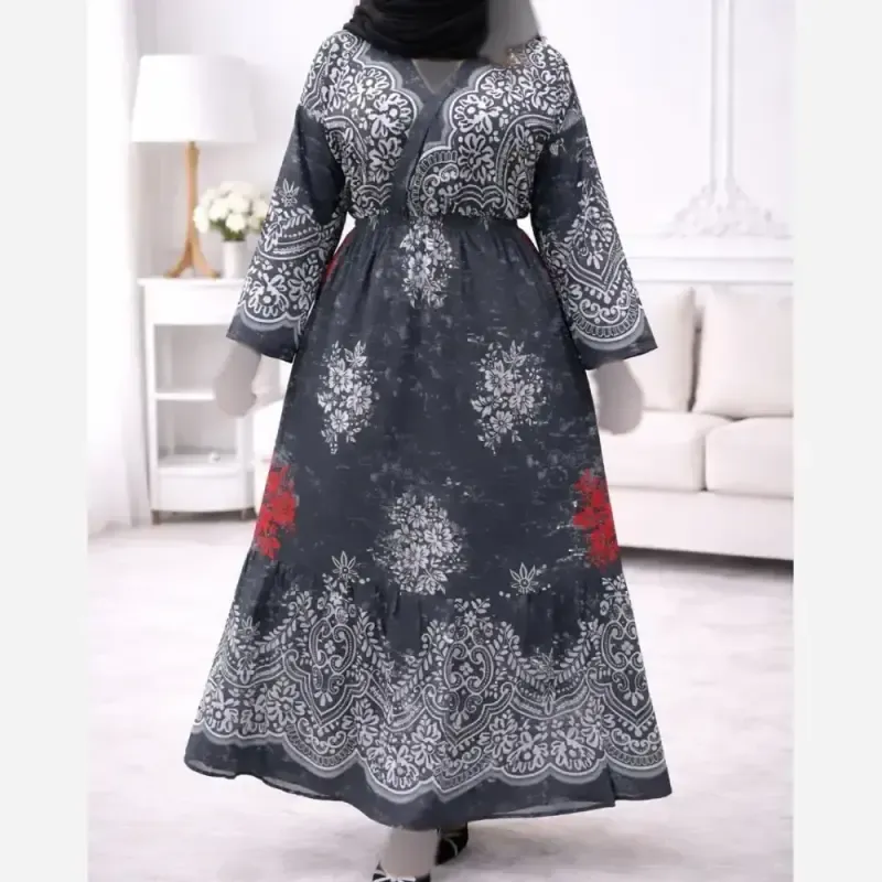 پیراهن ساحلی زنانه فلور حاشیهدار چپ و راستی فری سایز 38 تا 48