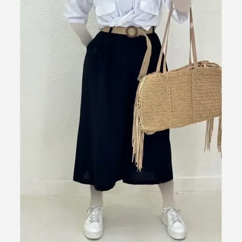 دامن شلواری بگ لینن آنزیم شور فری سایز مدل وانیا