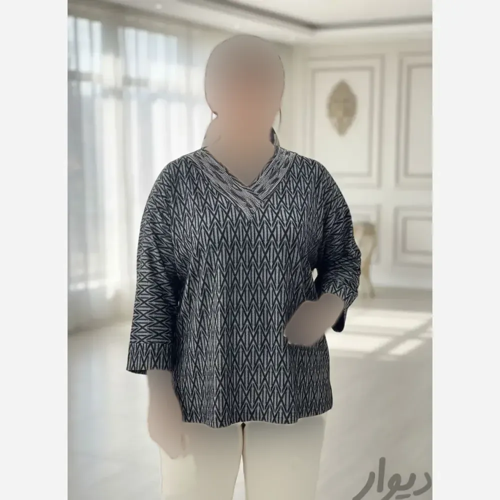 شومیز نگین دار کیمانو مدل یاس جنس ژاکارد ویسکوز فری سایز