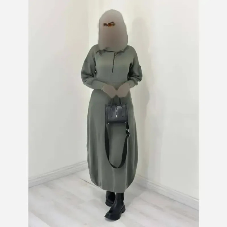 کفتان بافت ساعت شنی کلاهدار مدل ماهتیسا فری سایز