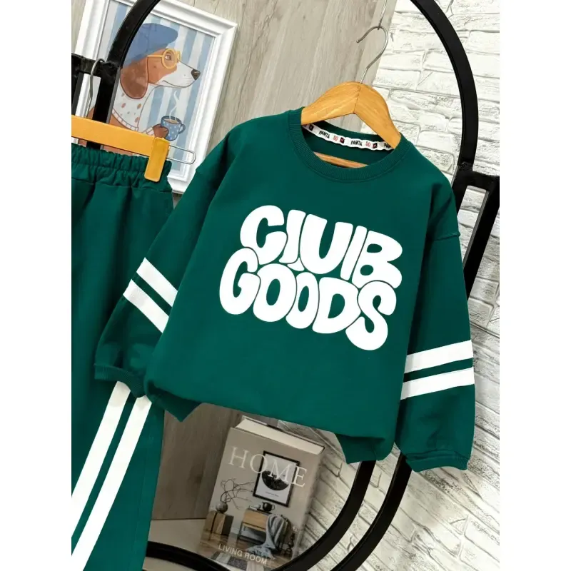 ست بلوز شلوار دورس دو نخ لاکرا دخترانه و پسرانه اسپرت سایز 50 تا 65