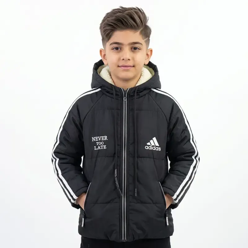 کاپشن پسرانه ADIDAS مشکی شمعی پاییزه و زمستانه